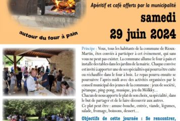 REPAS DE VILLAGE à RIOUX-MARTIN le 29 juin 2024 🍽